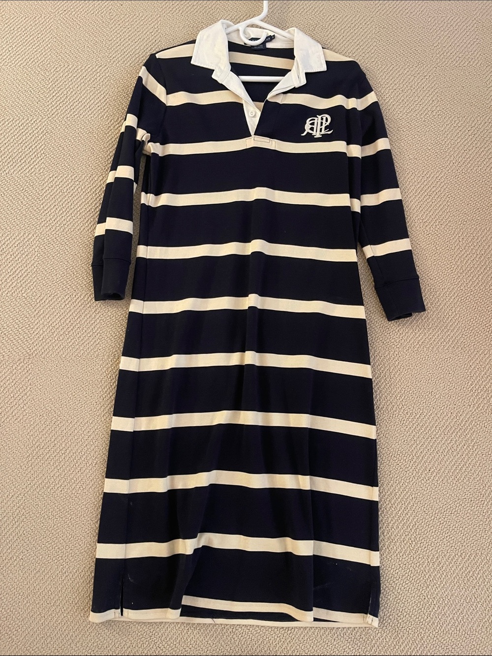 Ralph Lauren Navy and Cream Striped Rugby Shirt Dress